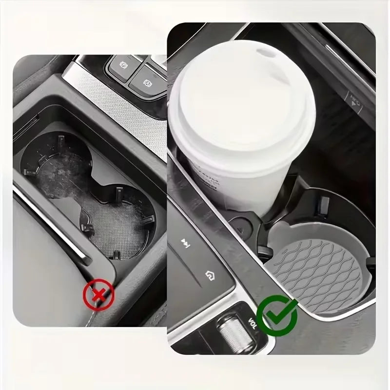 2-Piece Silicone Car Coasters – Non-Slip, Heat-Resistant, Interior Accessories, Gray & Black Options