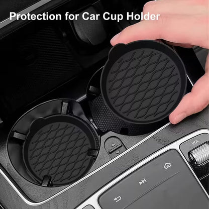 2-Piece Silicone Car Coasters – Non-Slip, Heat-Resistant, Interior Accessories, Gray & Black Options