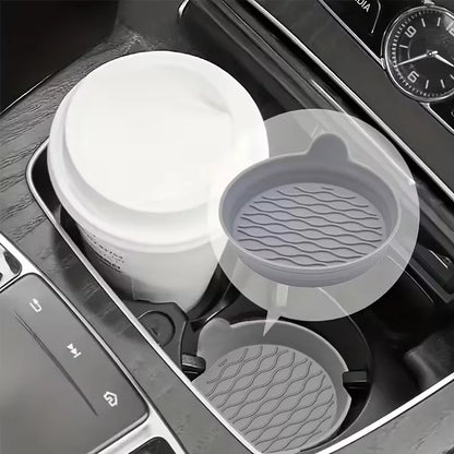 2-Piece Silicone Car Coasters – Non-Slip, Heat-Resistant, Interior Accessories, Gray & Black Options