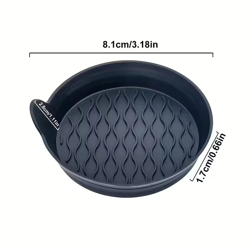 2-Piece Silicone Car Coasters – Non-Slip, Heat-Resistant, Interior Accessories, Gray & Black Options